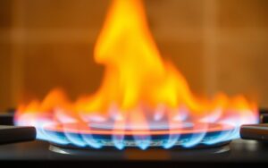 cooktop yellow flame